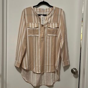 ZC&GF Blush/Cream Striped Blouse - Size M - NWOT (fits like L)